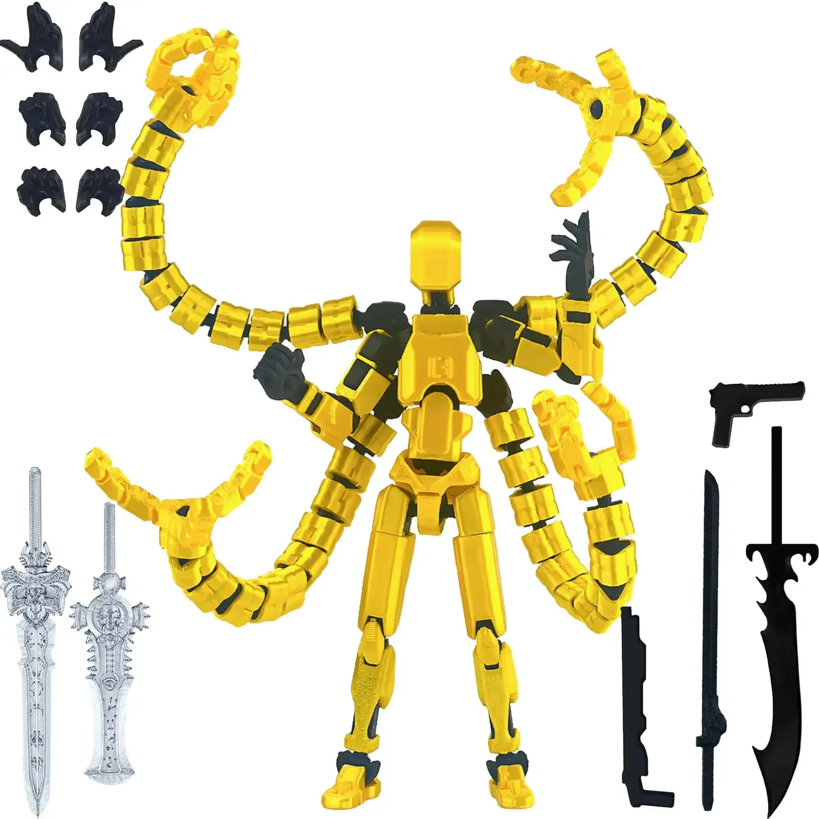 (Not Assembly Completed)Articulated Robot Tentacles T13 Action Figure,Titan Dummy Robot 13Printed Multi-Jointed Movable Figures