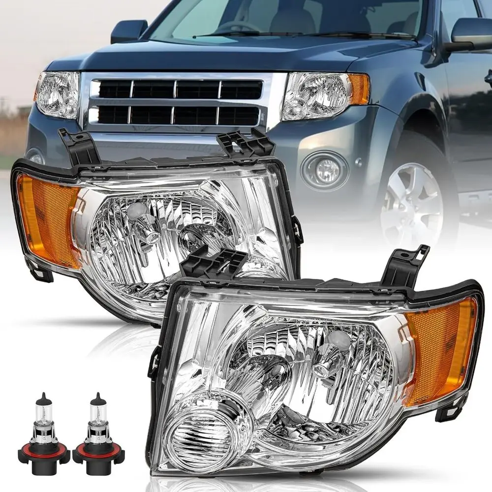 

Headlights Assembly Set with Bulbs Fit for 08-12 Ford Escape SUV Headlamps Driver & Passenger Side