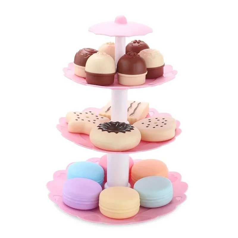 

Fun Dessert Tower Children's Puzzle Interactive Toys Simulation Cake Cookies Donut Set Afternoon Tea Kids Play House Toys