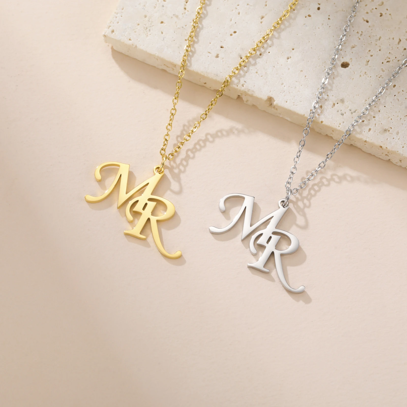 

Two Letters Custom Pendant Necklace Customizable With Two Smooth Elegant Letters Turn Your Letters Gifts Yourself Friends Family