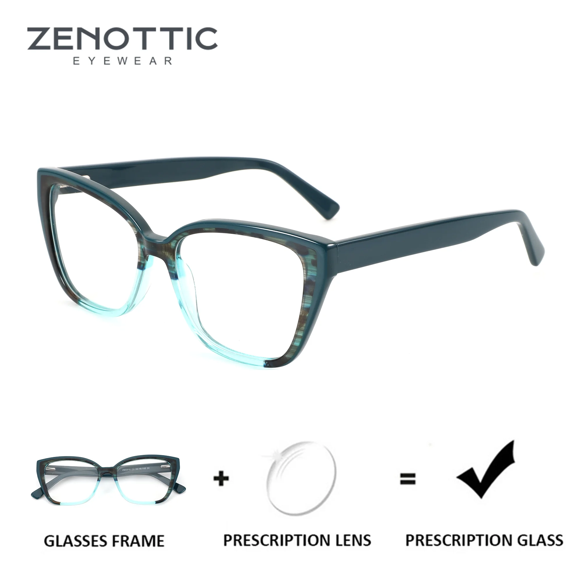 

ZENOTTIC (S Size) Fashion Acetate Butterfly Prescription Glasses For Women Progressive Multifocal Optical Lenses With Recipe