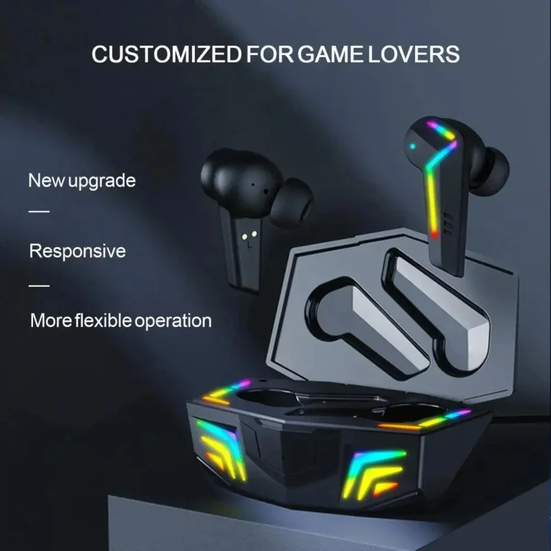 

EYOUOBluetooth-compatible Earphones In-ear Low Latency Sports Earbuds Gaming Wireless Headphones with RGB Lighting for Gamer