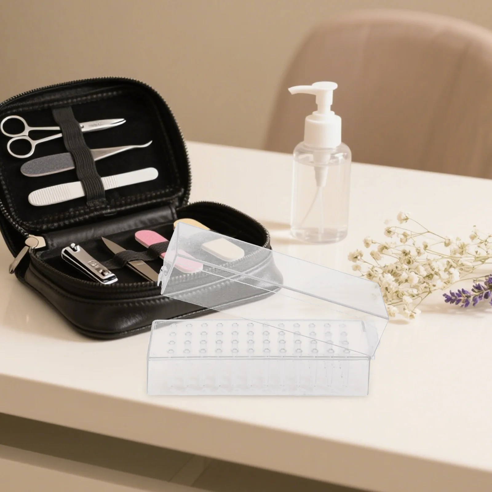 

Nail Drill Bits Storage Box Acrylic Organizer For Manicure Tools Grinding Head Display Case Nail Art Salon Supply