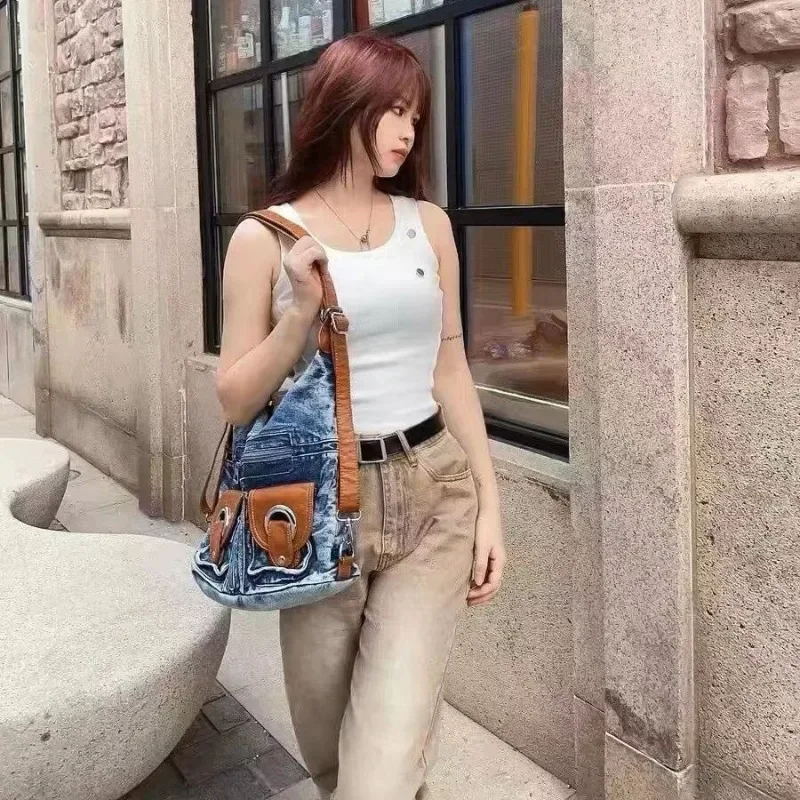 3way Denim Blue Backpacks for Women 2024 New High-capacity Shoulder Bag Fashion Popular Canvas Crossbody Bag Bolsos Mujer