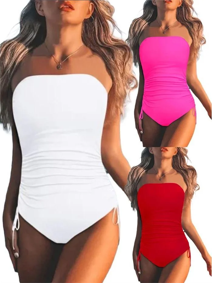 

Sexy Bikini Swimsuit Drawstring Strapless High Waist Long Pants Cotton Women's Clothing Cross-Border Temu