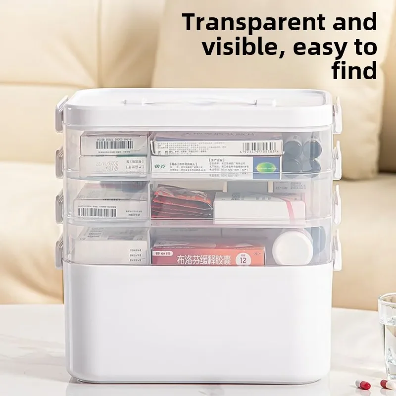 

3-layer Large Capacity Storage Box Portable Multi-layer Medical Transparent Medicine Storage Box