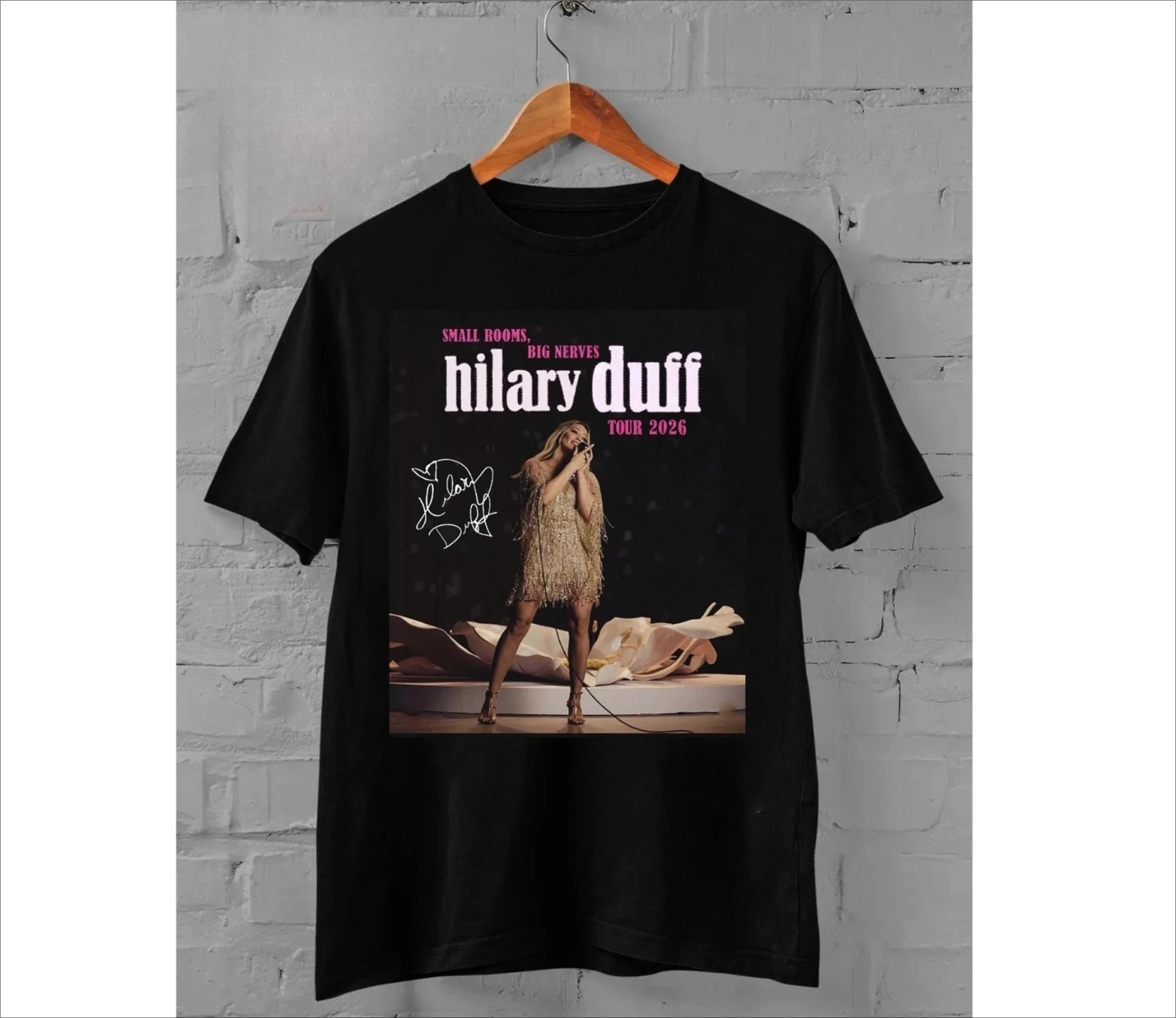 Small Room, Big Nerve Hillary Duff 2026 Tour T-shirt, Daily Outdoor Retro, Male and Female Fan Printed T-shirt