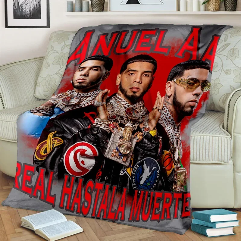 Anuel AA Rapper HipHop Singer Blanket,Fashion Sofa Air Conditioning Fashionable Leisure Office Travel Soft Customizable Throw