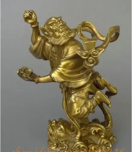 Chinese Taoism Brass Kui Xing Point Bucket God LiuHai Dupe Hoptoad Toad Statue