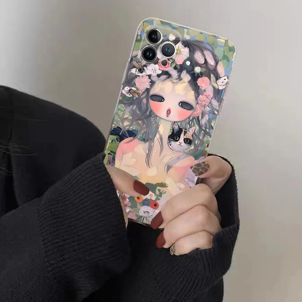 Aya Takano Telefoon Hoesje Voor Iphone 15 14 13 12 Mini 11 Pro Xs Max Xr Se 6 7 8 Plus Zachte Siliconen Hoes