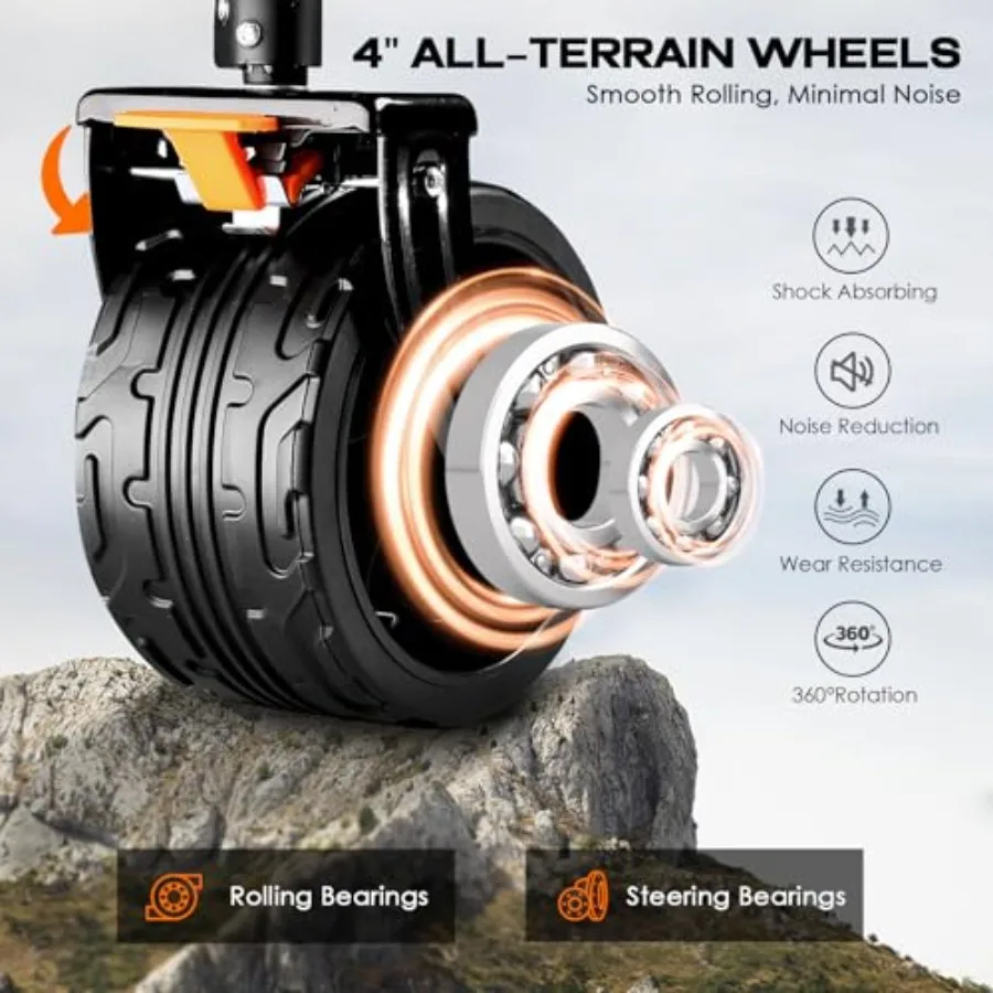 Carro plegable extra grande de 300 L con capacidad de carga de 440 libras Diseño resistente extendido de 48 pulgadas de largo con un gran todoterreno