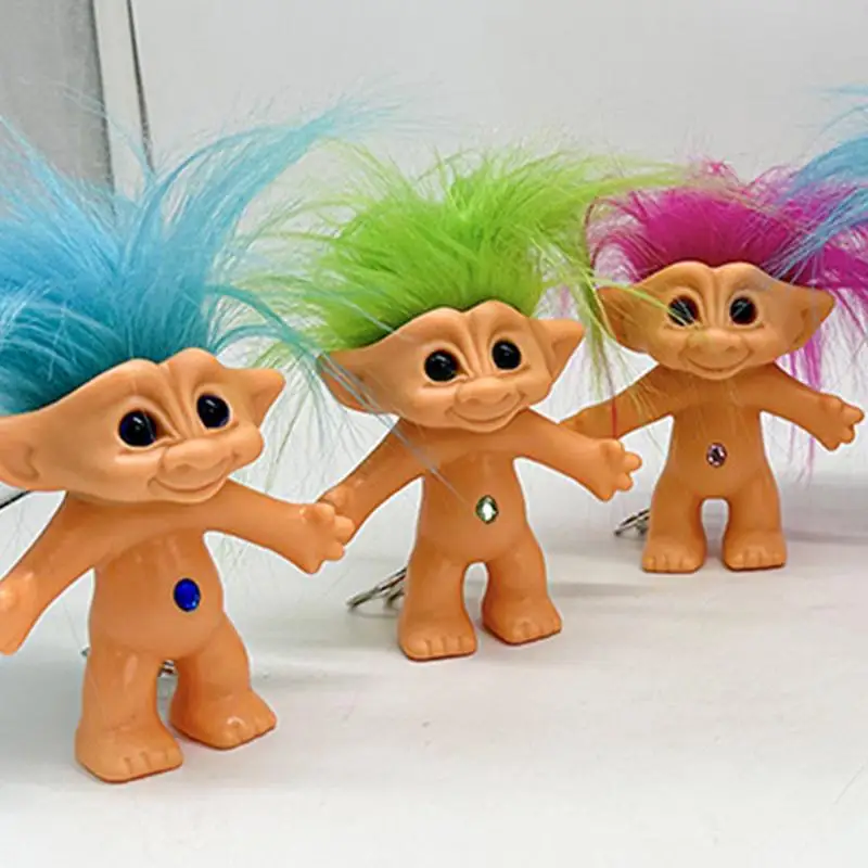 Keychain Doll Vintage Troll Dolls Adorable Crazy Colour Hair Figurine Crazy Colour Hair Figurine Vintage Troll Dolls Adorable