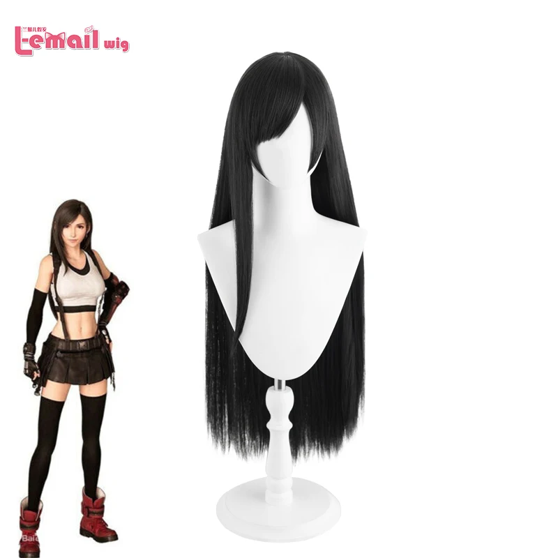 

L-email wig Synthetic Hair Game FF7 Tifa Remastered Cosplay Wig 80cm Black Color Cosplay Wigs Heat Resistant Wig