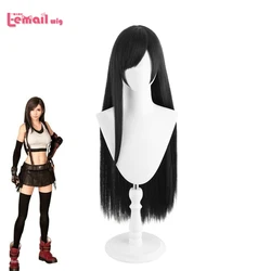 L-email wig Synthetic Hair Game FF7 Tifa Remastered Cosplay Wig 80cm Black Color Cosplay Wigs Heat Resistant Wig