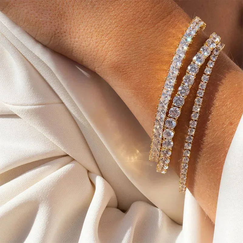 

new925 sterling silver rose gold tennis bracelet sparkling luxury hip-hop ladies' jewelry cubic zirconia crystal bracelet gift