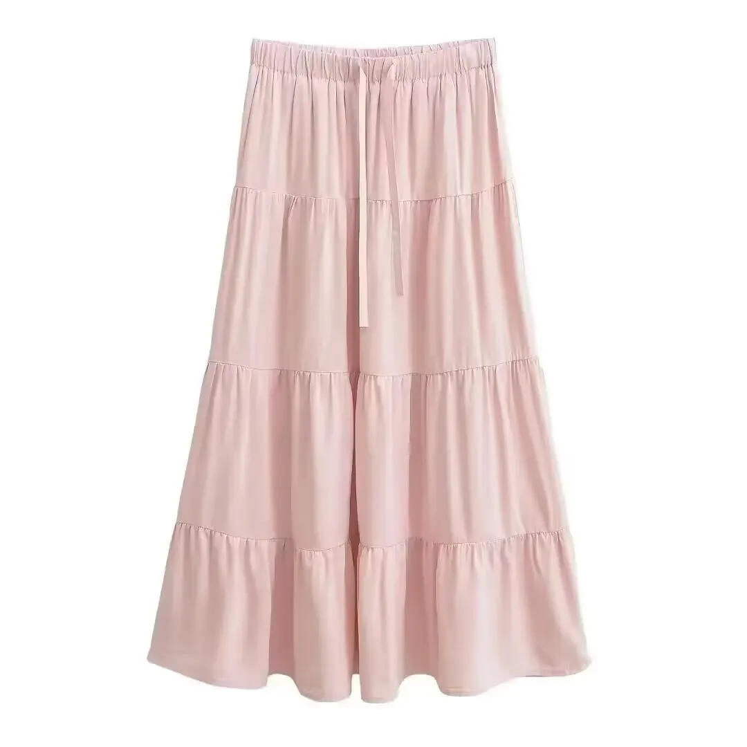 

Ou Yang Na Na кружевная юбка трапециевидной формы с высокой талией, женская весенне-летняя кружевная длинная юбка с цветочным принтом, юбка-тортик Sle