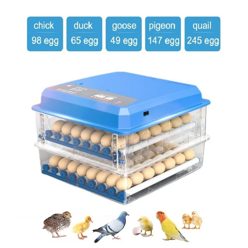 

98 Egg Incubator Fully Automatic Digital Incubator Household Brooder Farm Chicken Bird Incubator Temperature Control Add Water