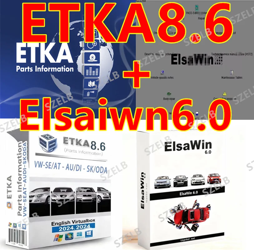 

ETKA 8.6 + ELSAWIN 6.0 for EU car A-udi for V-W Auto Repair Software Group Vehicles Electronic Parts Catalog install free help