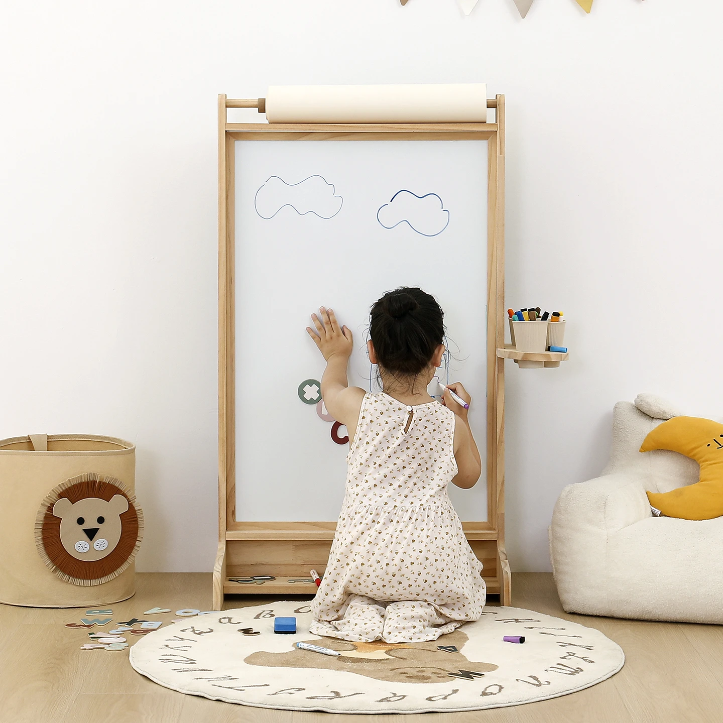 Children's drawing board, erasable writing board, oversized with magnetic dust-free double-sided whiteboard, baby home teaching