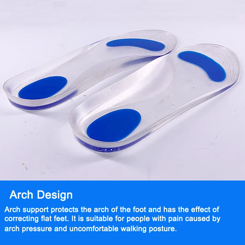 Silicone Gel Medical Insoles for Shoes Men Women Flat Foot Arch Support Orthopedic Insoles for Plantar Fasciitis Relief Shoe Pad