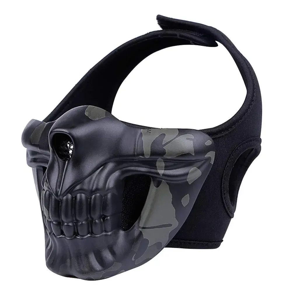 Hot Sales Skull Tactical Demon Half Face Mask for Paintball Cosplay Halloween Costume Party CS Game Hockey Cycling