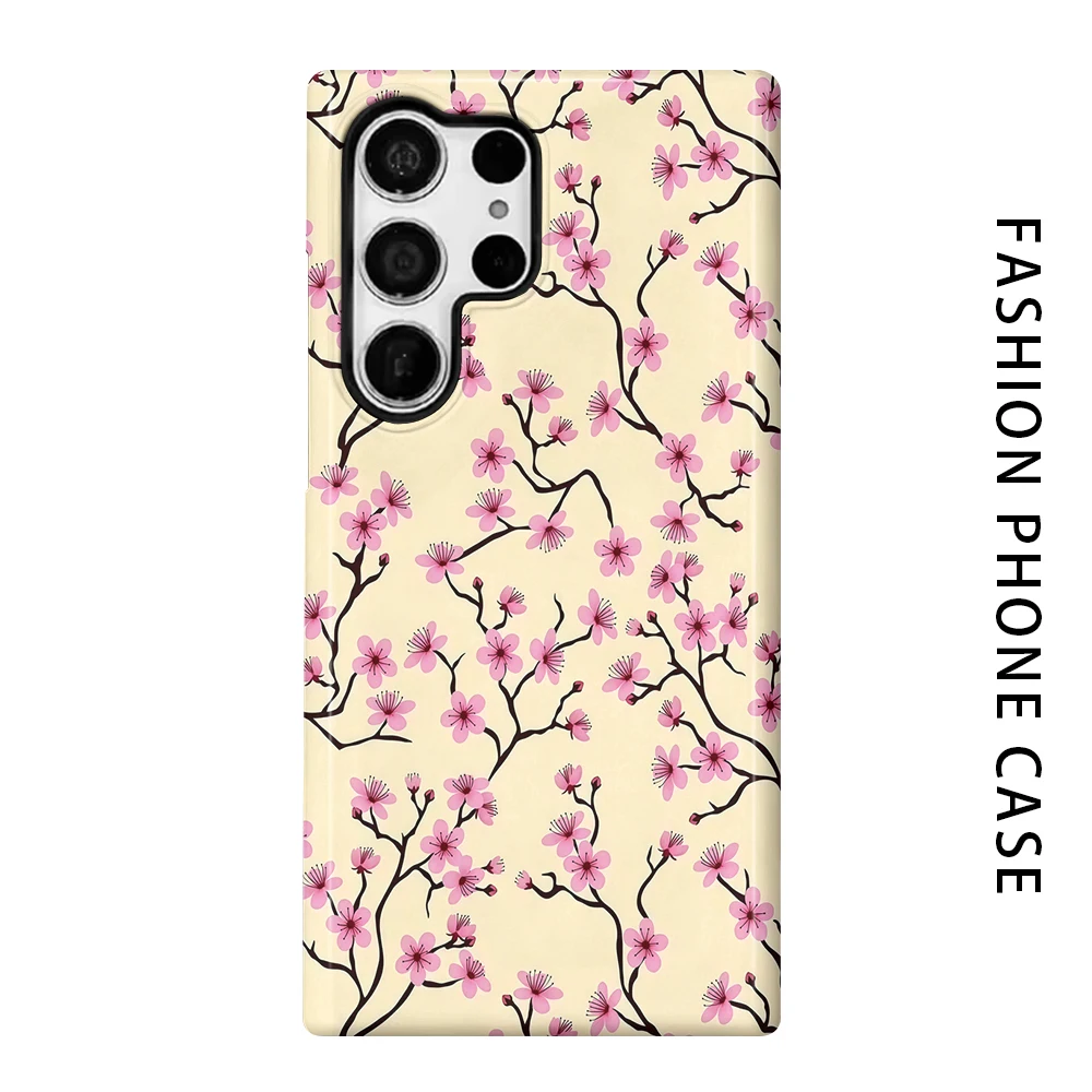 Cherry Blossom Floral Phone Case for For Samsung Galaxy S26 S25 S24 S23 S20 FE A56 A36 Ultra Glossy HD Hard Cover Film Shell