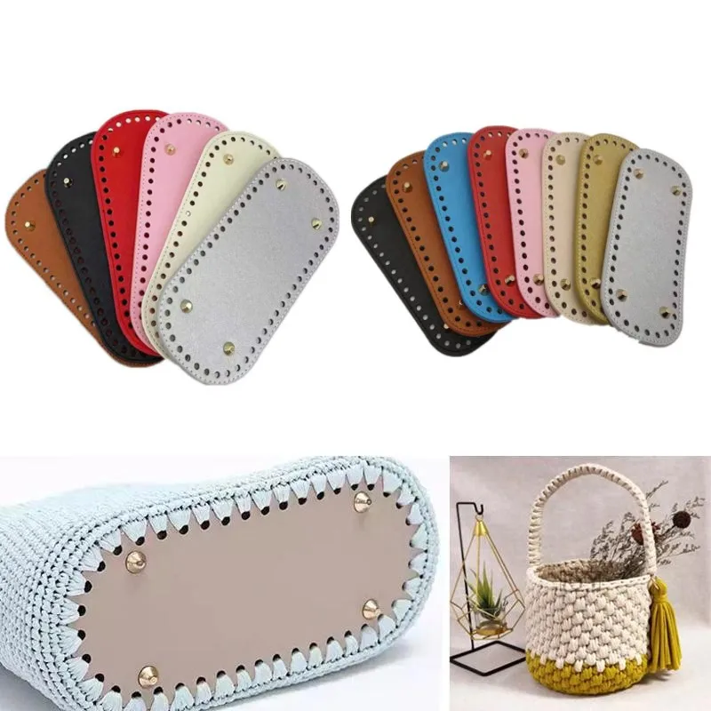 18*8cm Handmade Oval Bootom for Knitting Bag accessories Leather Wear-Resistant Bottom With Holes DIY Crochet Bag Bottom Base