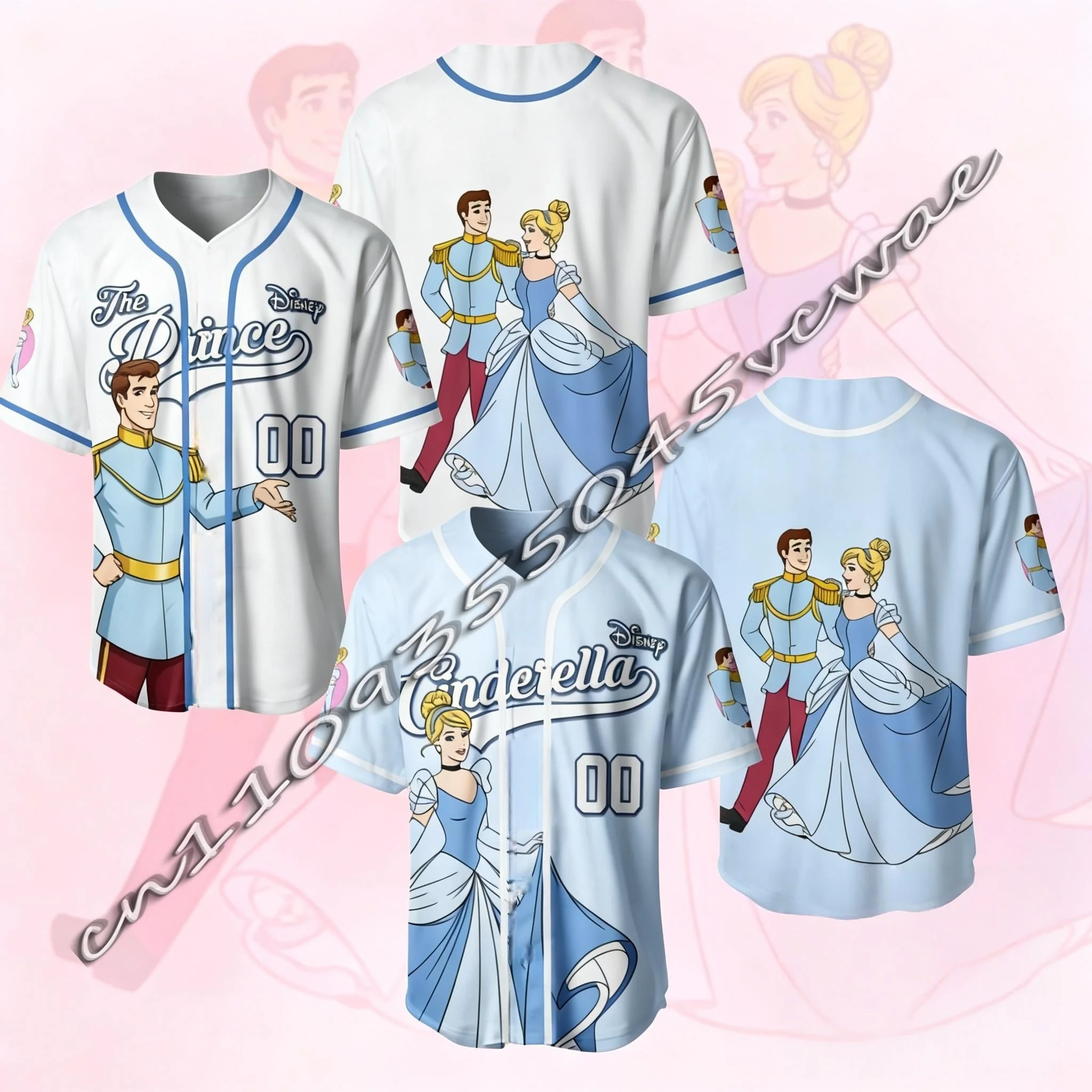 

Летняя спортивная футболка Disney Cinderella Prince ко Дню святого Валентина для мужчин и женщин, топ для беременных 2026