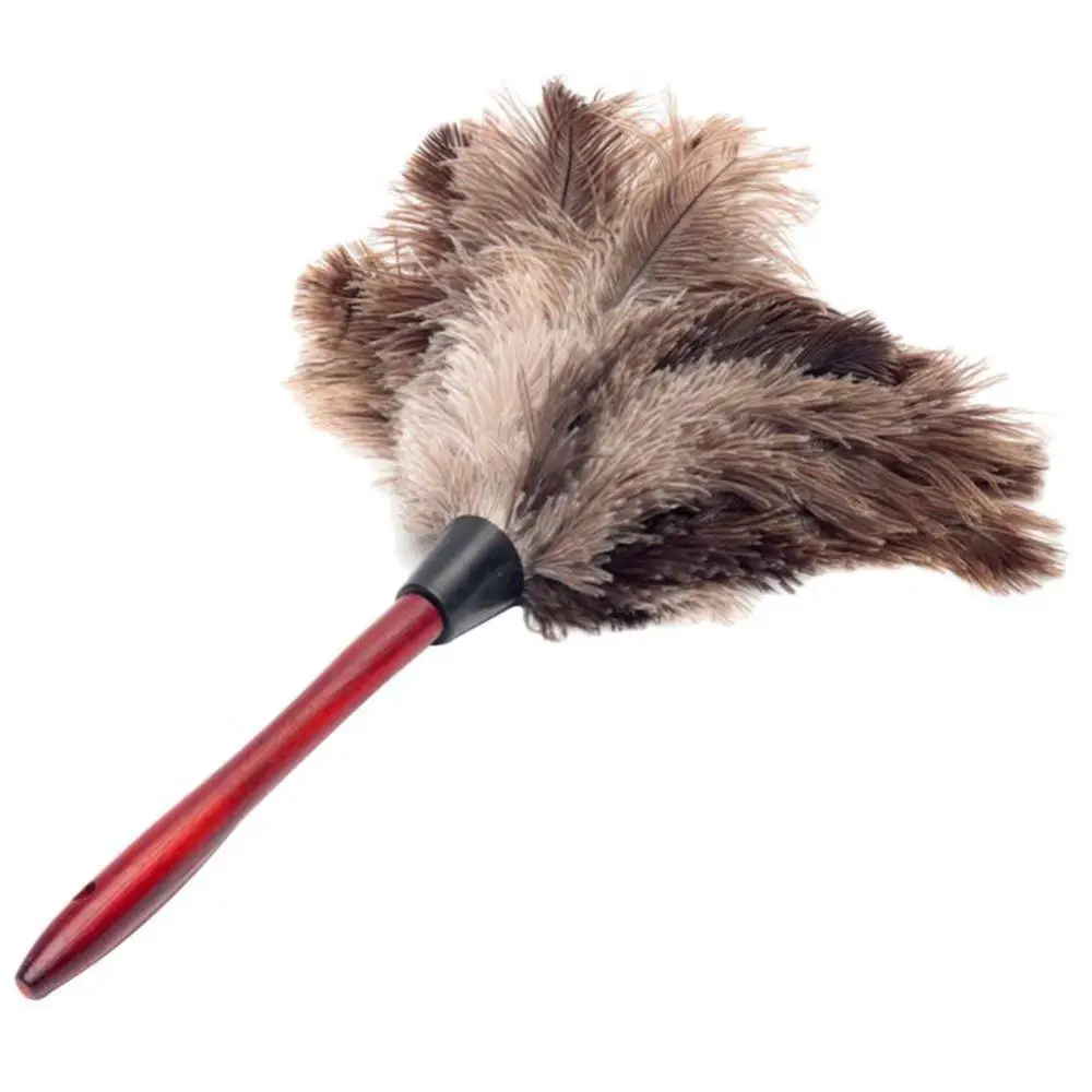 Ostrich Duster Anti-static Dust Cleaning Tool Wood Handle Brush Electrostatic Portable Feather Duster Cleaning Accessories 2/1pc