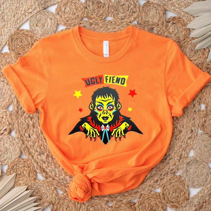 Y2k Summer Fashion Women's T Shirts Cotton Ugly Fiend Funny Halloween Graphic Tee O Neck Solgan Clothes Tshirt Dropshipping