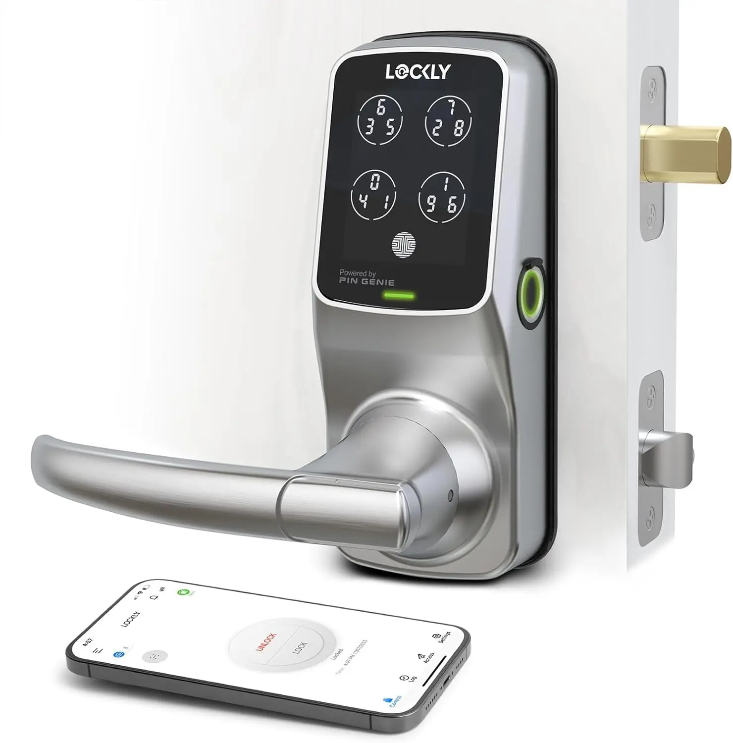 

Lockly Duo Interconnected Deadbolt+Latch (PGD678W), Front Door Handle and Deadbolt Set, 3D Biometric Fingerprint Sensor,