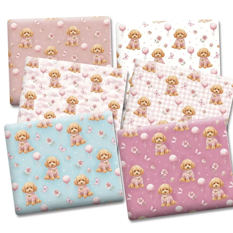 Cute puppy themed fabric for DIY projects patchwork quilting baby dress home sheet printed sewing kids fabric