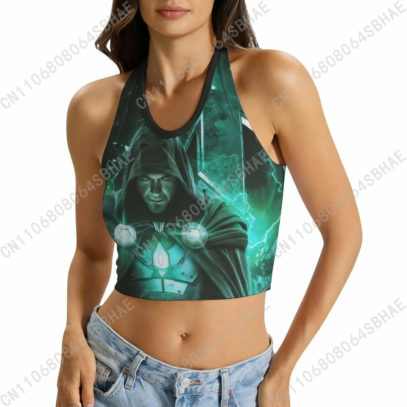 

Marvel Doctor Doom Custom Photo Women's Halter Top Personalized Picture Tie Back Cami Upload Your Gift Wife Girlfriend Cosplay
