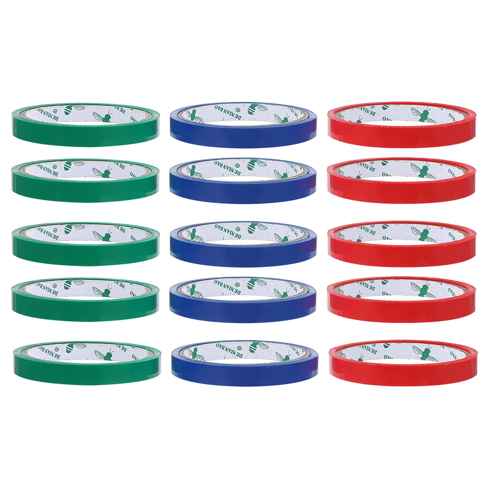 15 Rolls 12mm Sealing Machine Tape Bag Packaging Waterproof Red Blue Green Core Packing Ties Fruit Bag Refills