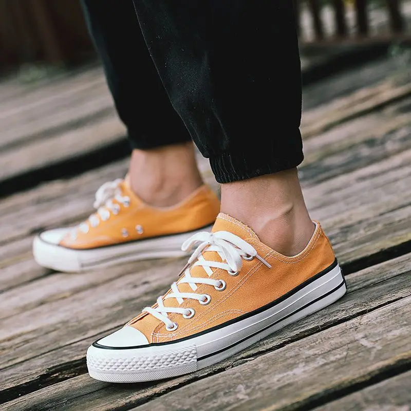 

Men Casual Shoes Low Top Canvas Sneakers Korean Style Trendy Breathable Classic Black Spring Autumn New Versatile Walking Shoes