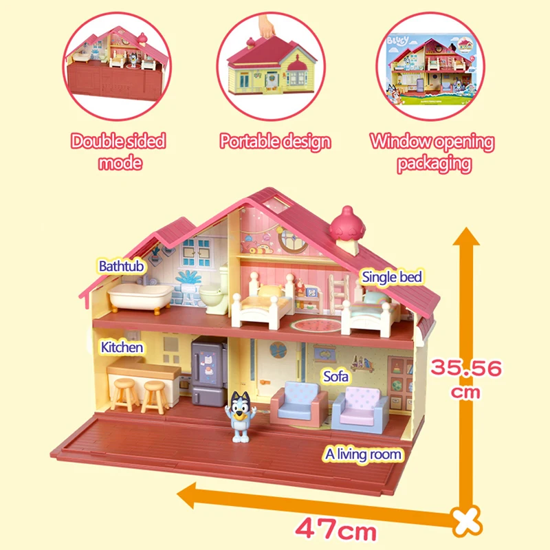 Bluey Family House Toy Set Bluey Bingo Anime Figure Cosplay Living Room Sofa Bed Ornaments Children Play House Toy Gift