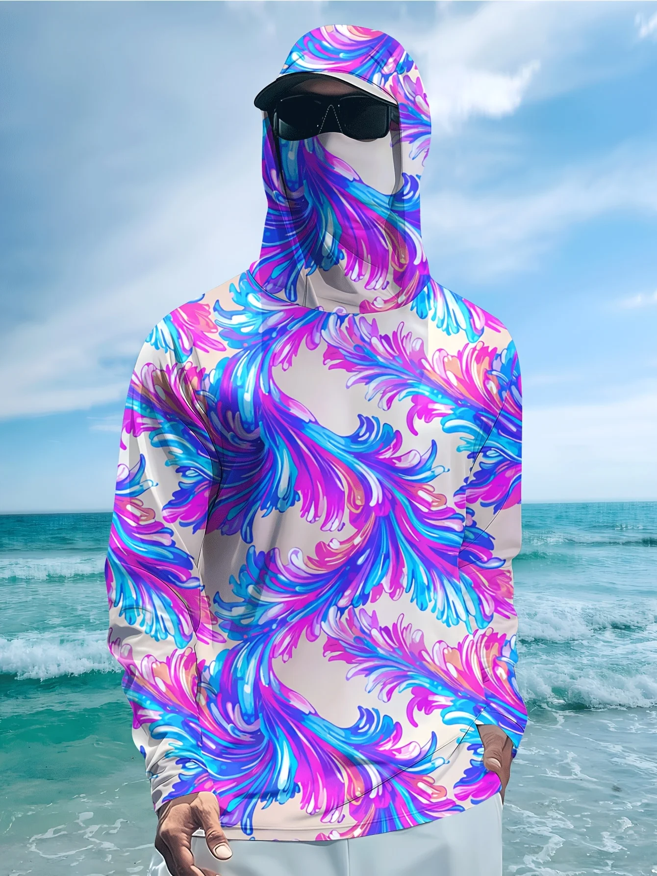 Men Hood Fishing Shirt long sleeve Fishing clothing fishing t shirt uv protection fishing shirt Fishing Apparel Quick Dry view 2