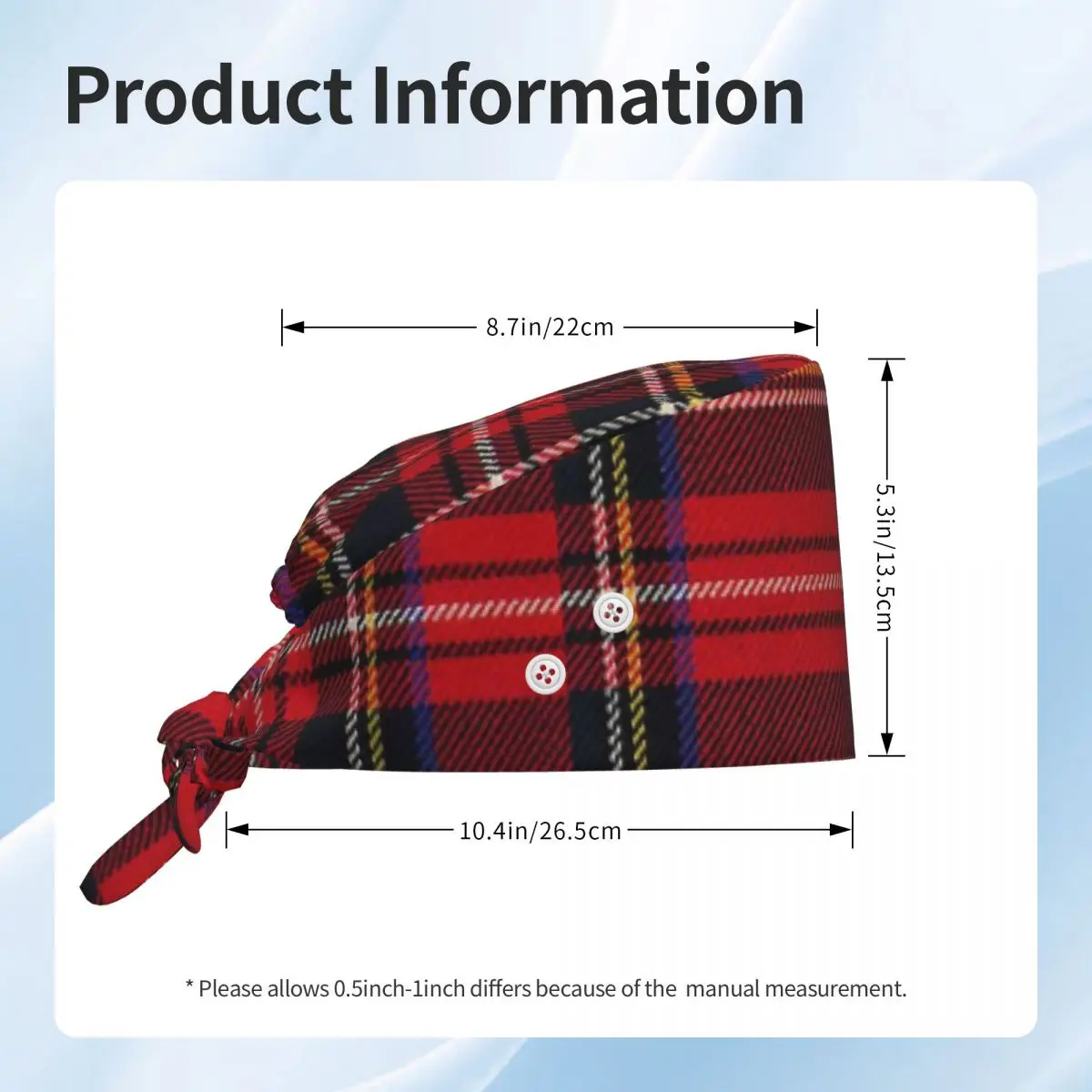 Traditional Royal Stewart Scottish Tartan Scrub Hat Doctor Working Surgical Cap Men Women Adjustable Nursing Caps for Dentist view 3