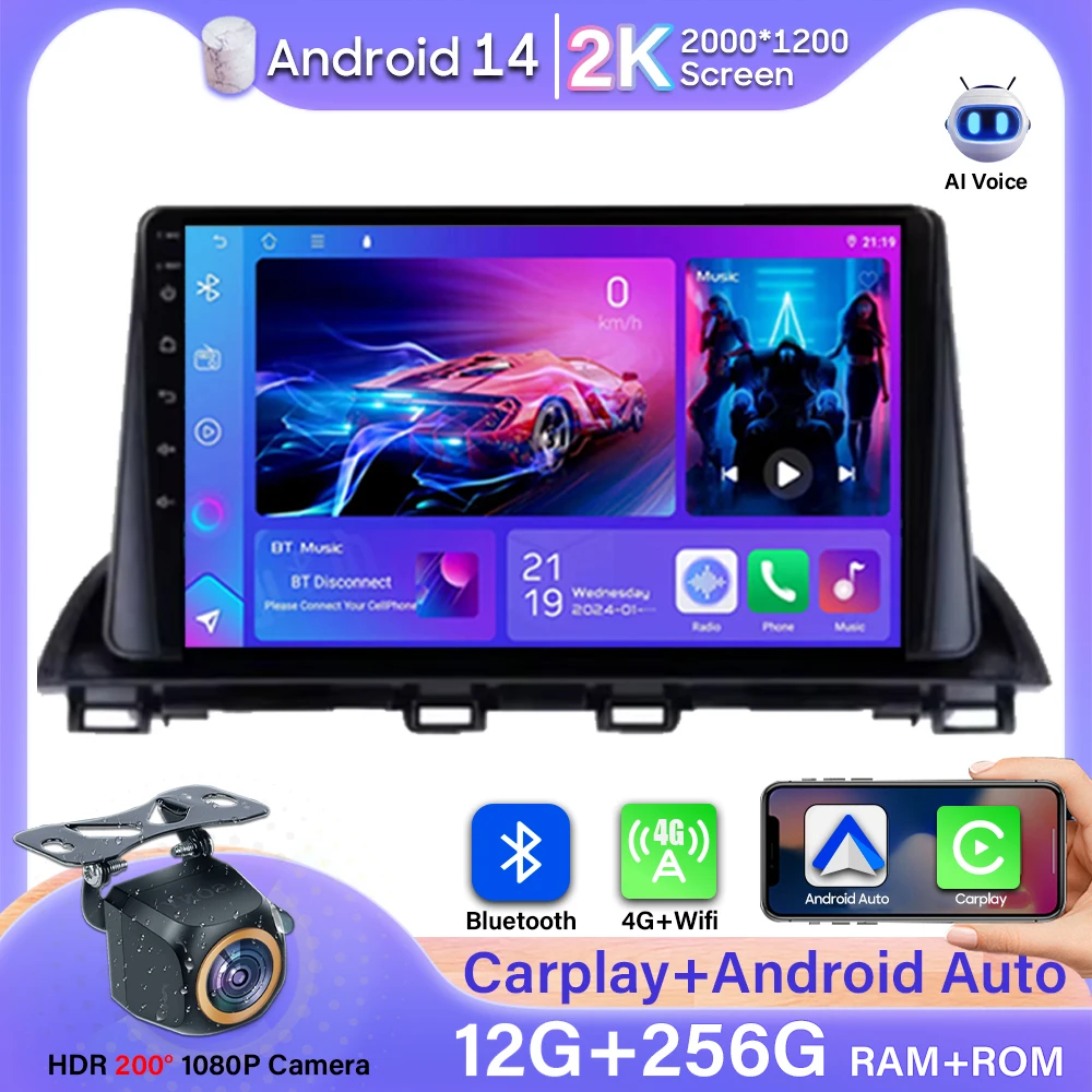 

Car Multimedia Android For Mazda 3 Axela 2014-2017 2018 2019 Head Unit Player Navigation GPS Atuo Carplay WIFI 5G No 2din DVD BT