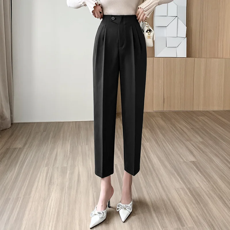 Pantalon imbibé de radis pour femme, taille haute, droit, petit, court, conique, sarouel, tube de fumée, fjautomne, printemps, nouveau, 2023