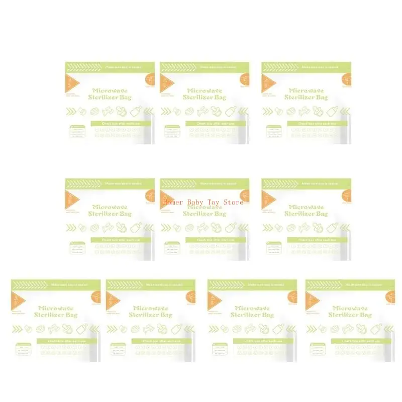 J0PF 10xSteam Verwarmingsfles Sterilisatiezakje Draagbare desinfectiezakken Herbruikbaar