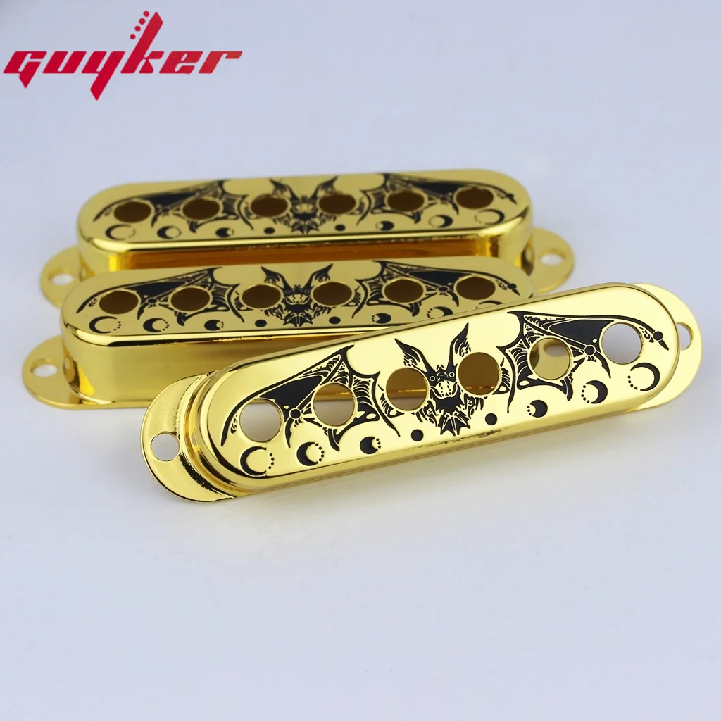 3pcs Single Coil Guitar Pickup Copper Cover 52mm Pole Spacing Bat Pattern Surface Available In Three Colors