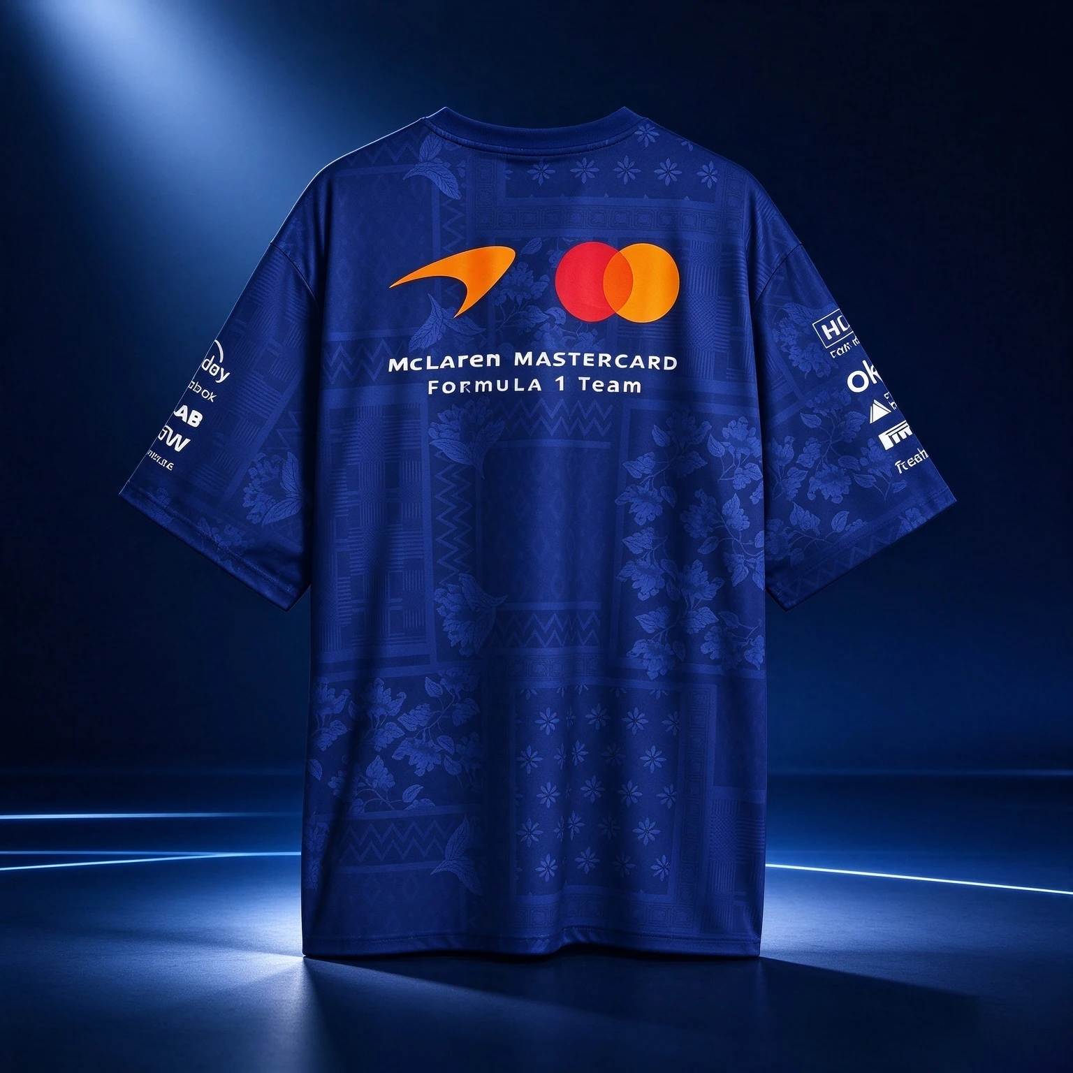 Formula One Men's T-shirt Racing Team Uniform, All Blue Traditional Printed Jacquard F1 Racing Fan Short Sleeved T-shirt