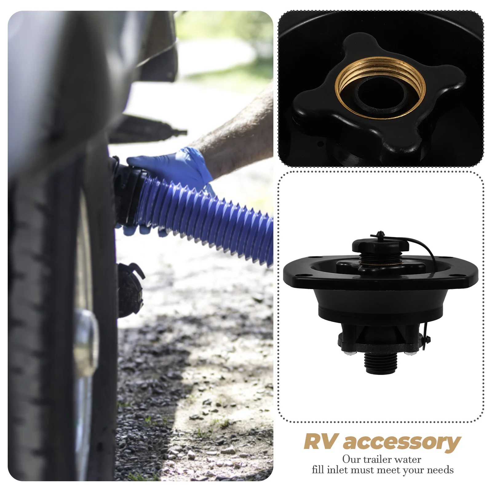 

RV Water Inlet Black Quick Connector Durable PP Rotating Cover for RVs Yachts Check Valve Water Tank Accessories RV
