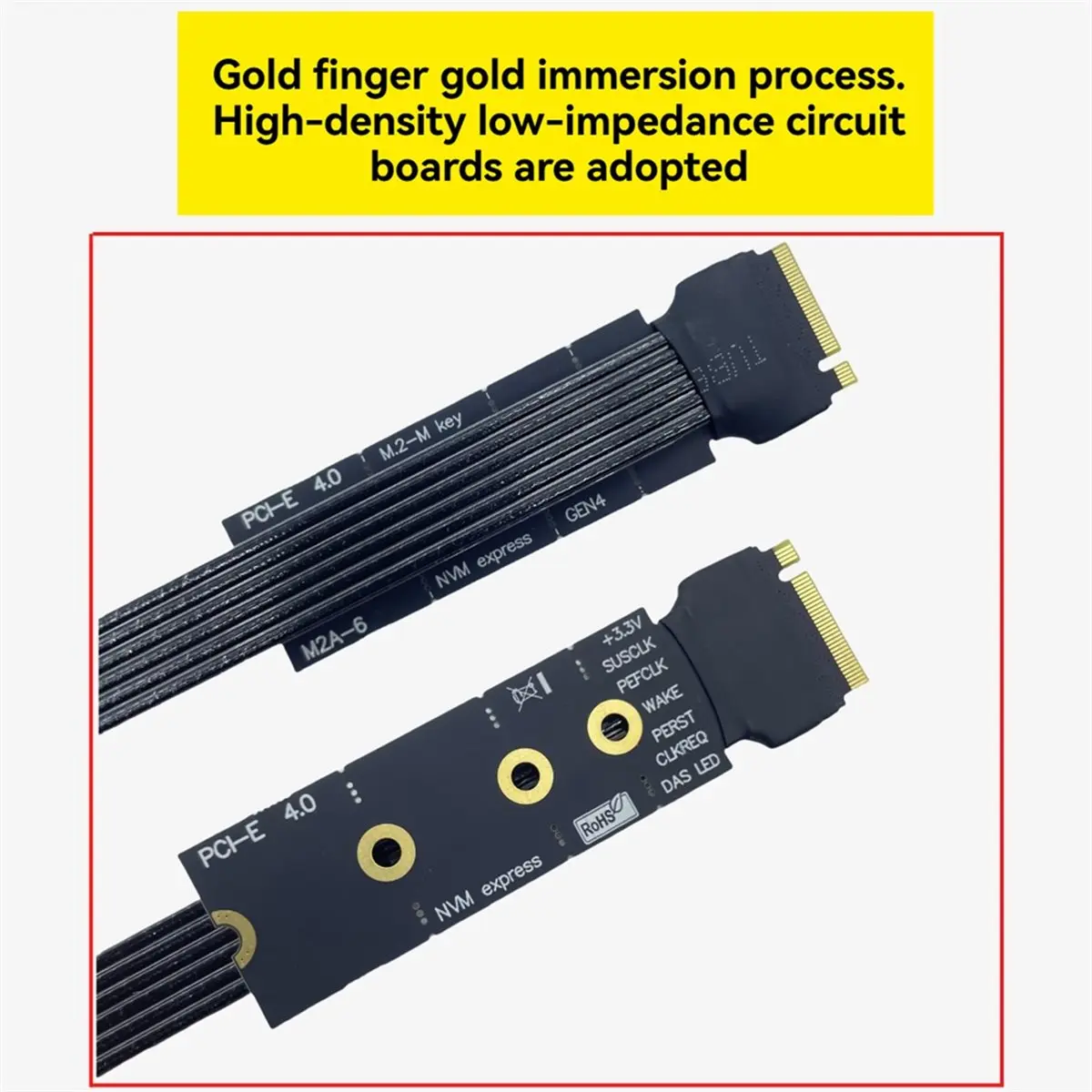 OKgood M.2 M-EKY High-Speed Extension Cable PCIe 4.0 M.2 NVMe SSD Extension Cable Silver-Plated Wires M.2 Vertical Socket 15cm