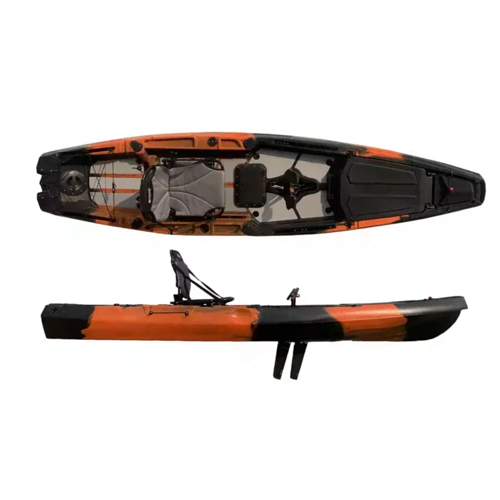 Outdoors Impulse 120 HDPE Plastic Single Pedal Rowing Ka Hot Sale Kajak with Fin Drive for Outdoor Surfing and Fishing