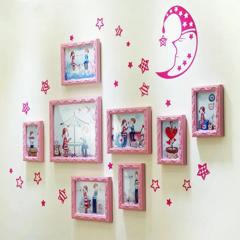 Cute Cartoon Children's Room Wall Decoration Photo Frame 5/7/10inch Combination Picture Frame Wood Frames For Pictures Wall