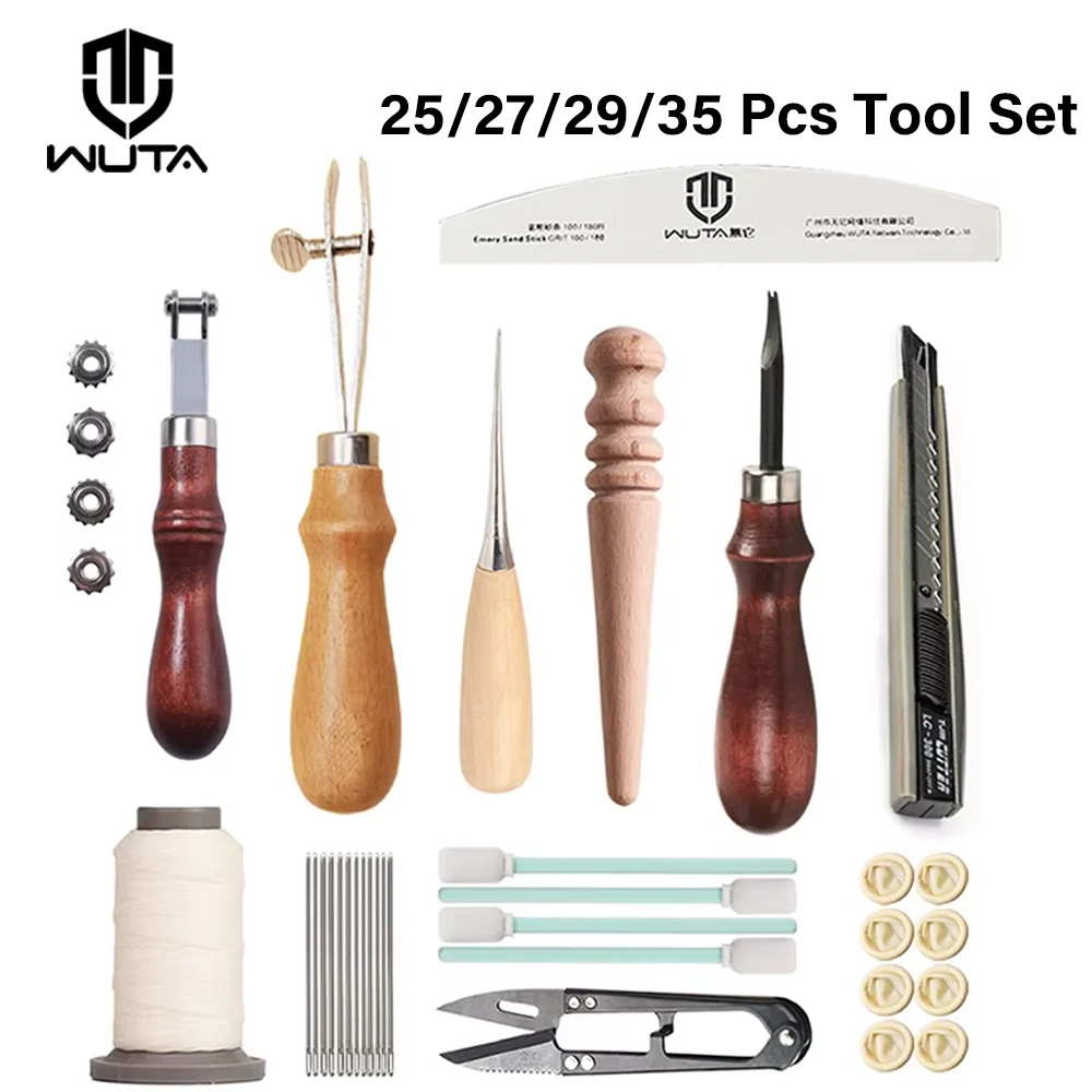 WUTA Professional Leather Craft Tools Kit Hand Sewing Stitching Punch Work Basic Set for DIY Beginner 25/27/29/35pcs Available
