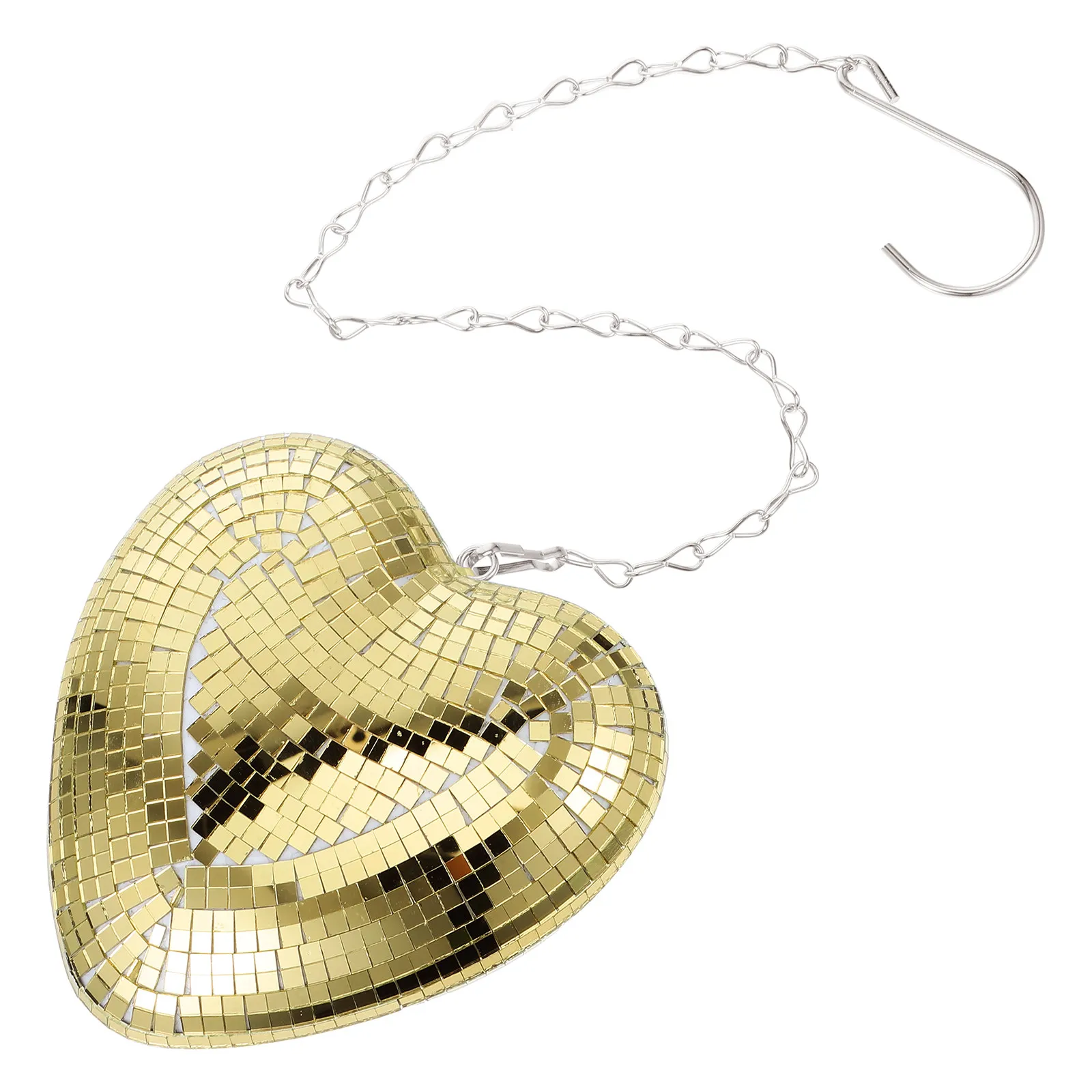 Heart-Shaped Disco Ball Hanging Decoration – Reflective Mirror Ornament for Valentine’s Day, Party & Home