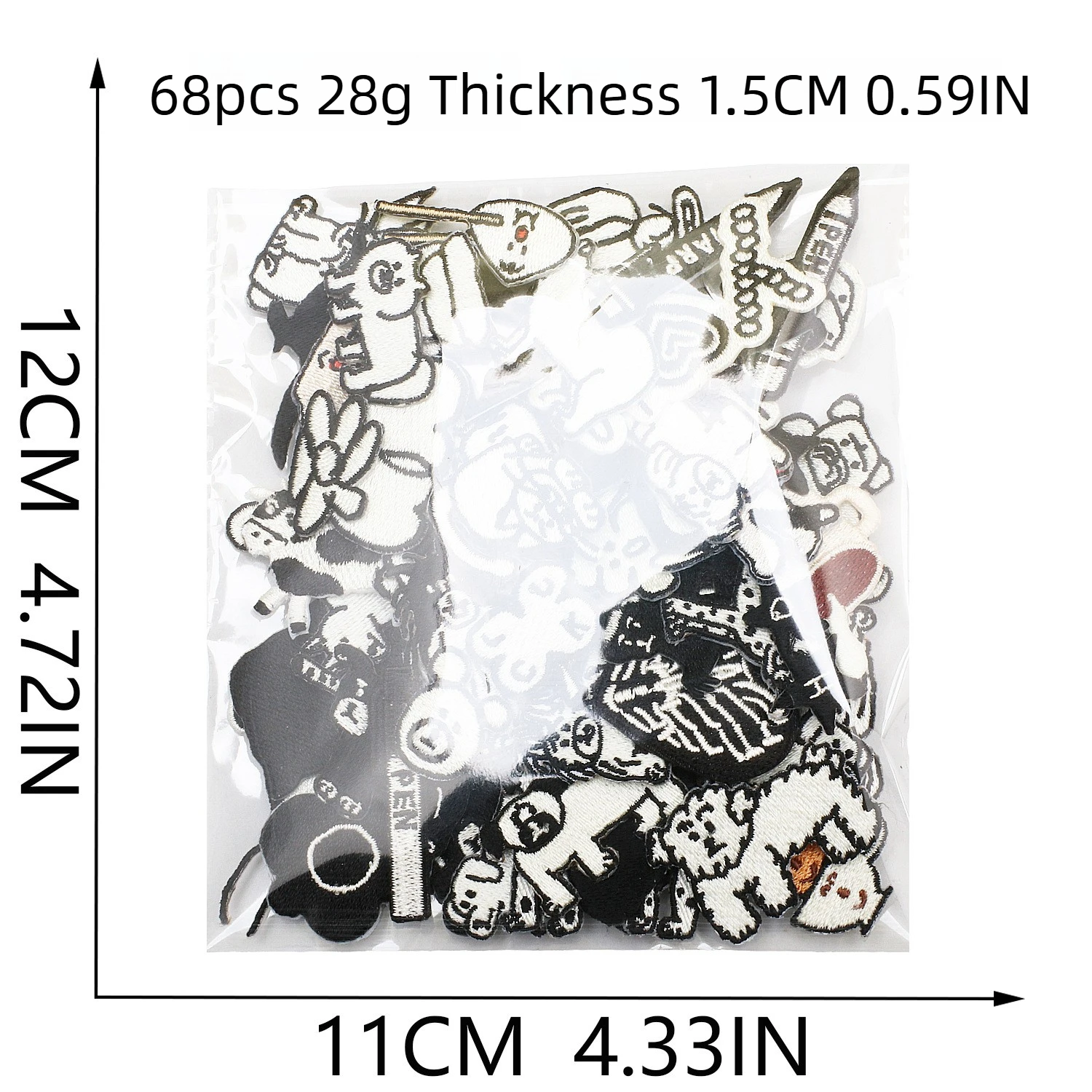 

1 PCS Big Black Bear Embroidery Patches Decoration Cartoon Animal Embroidery Label Leather Bag Decoration Ironing Clothes